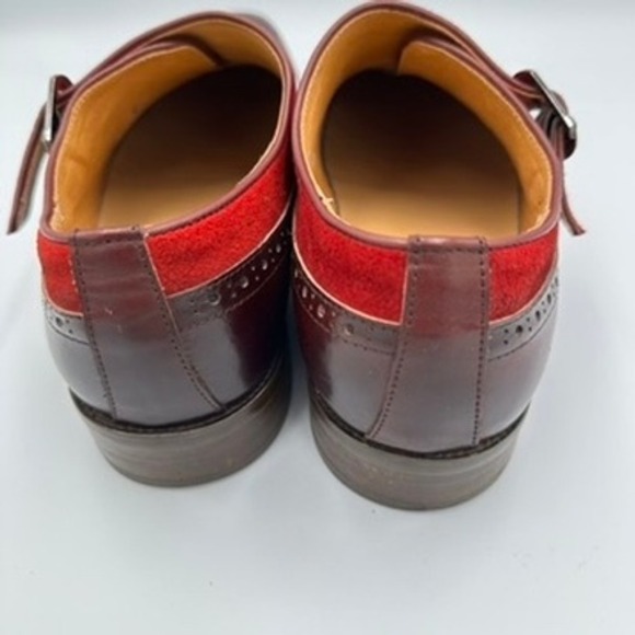 Carrucci Burgundy Suede Wingtip Monk Strap Shoes EU 42.5 US 9.5 - Picture 8 of 10